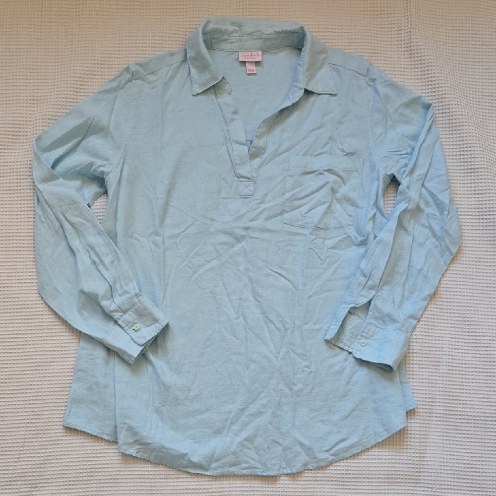 Isabel Maternity Sky Blue Popover Shirt